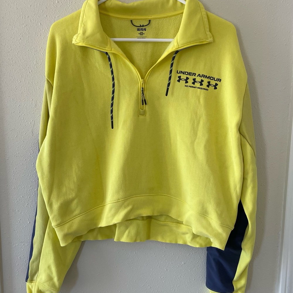 Under Armour Women’s Large Yellow Cropped Quarter 1/4 Zip Sweatshirt